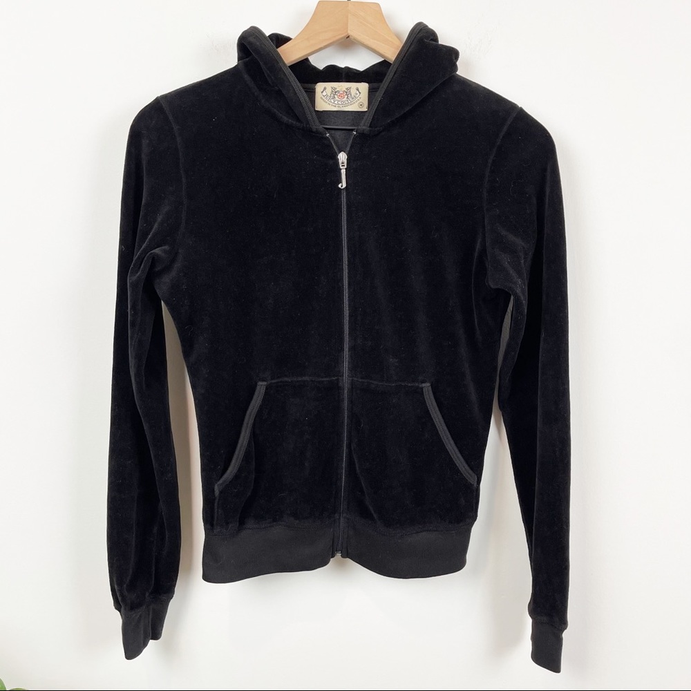 Vintage Y2K Juicy Couture Black Velour Track Suit Jacket